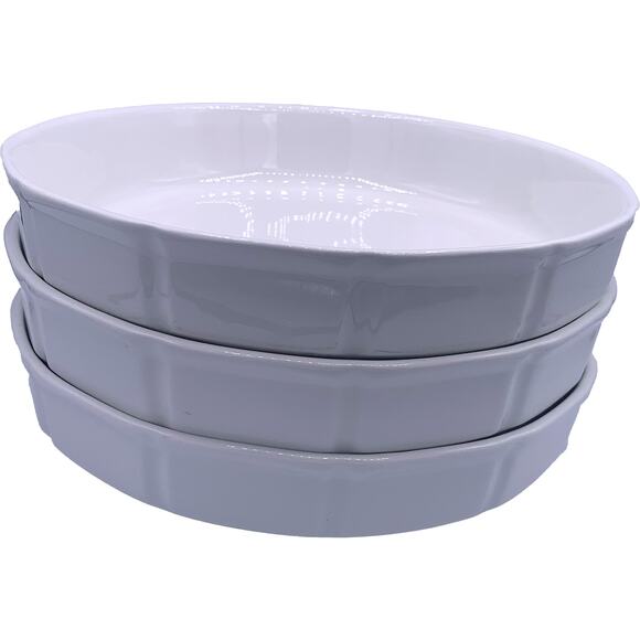 Large Round CAMEO Durable China 10-Inch Commercial Ribbed Baking Dish White - Picture 5 of 7